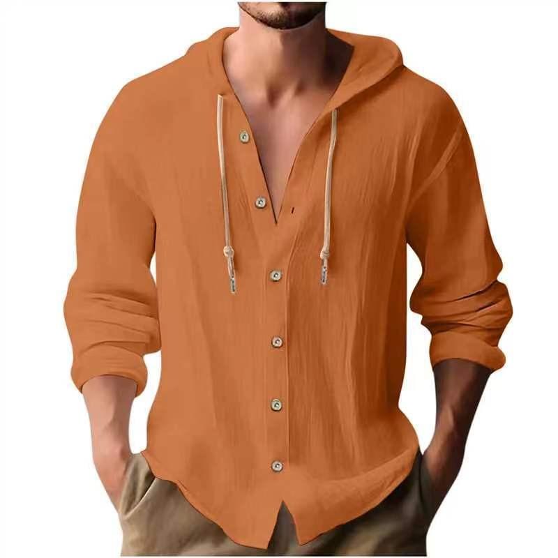 IHUASU Men's Fashion Autumn/Winter Long Sleeves Hooded Casual Blouses & Shirts Elegant