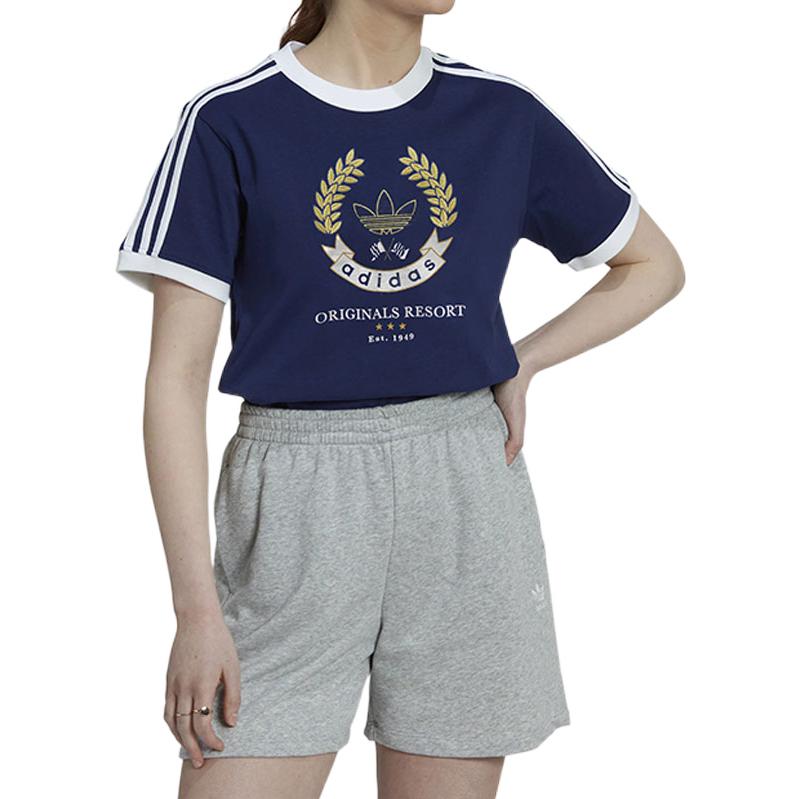 Women's T-Shirt Adidas Originals Drop Shoulder Sleeve T Shirt Women's Blue