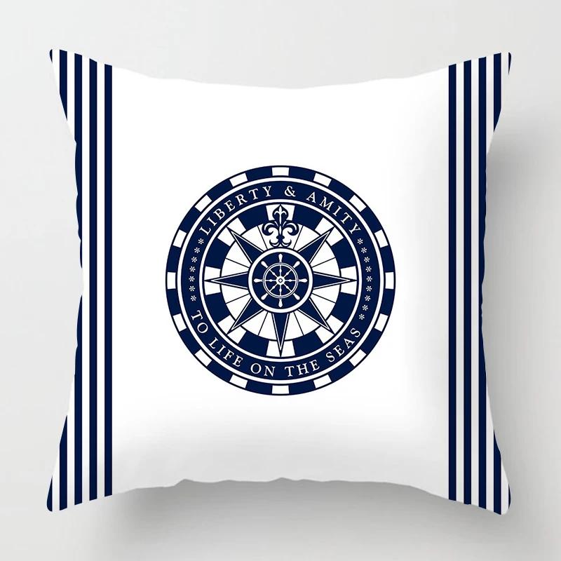 Nordic Dark Blue Nautical Collection Pillowcase Home Decor Sofa Decoration Cushion Cover