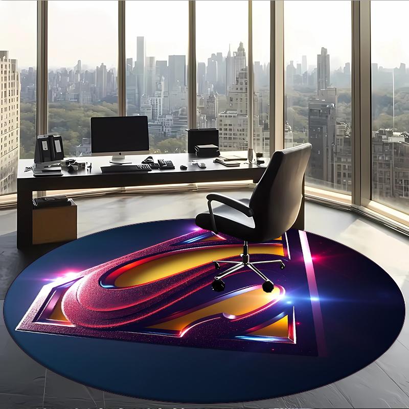 Superuomo (1) Tappeto Rotondo per Ufficio Tappeto Decorativo per Pavimento per Ufficio Camera da Letto Soggiorno e Spazio Domestico