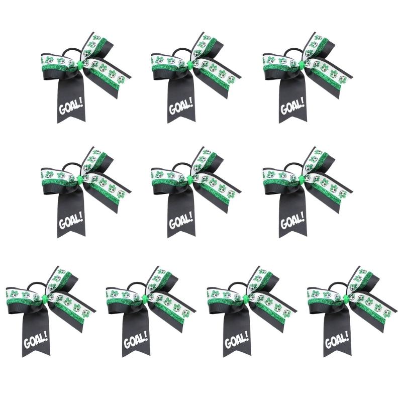 10PCS Soccer Themed Fabric Hair Bowknots Supporter Hair Decorations Perfect For Sports Event And Celebration