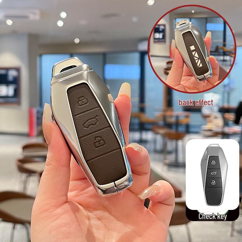 2024 Chery EQ7 Key Cover: Premium Leather & Metal Case for iCar03 Comfort Edition