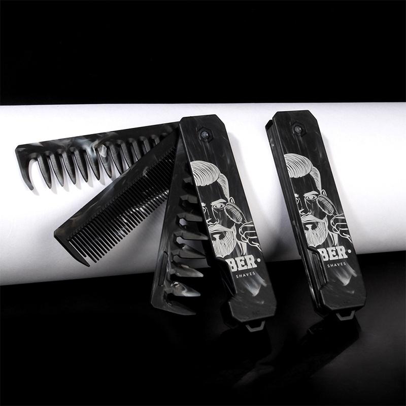 Multifuncional Portable Plastic Fine Wide Tooth Folding Pocket Comb Barber Men Oil Head Beard Combs Hair Styling Wide Tooth Comb