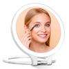 Rechargeable Magnifying Makeup Mirror 10X/1X Double Sided Lighted Travel Makeup Mirror with 3 Color Light Adjustable Rotation, LED Vanity Tabletop