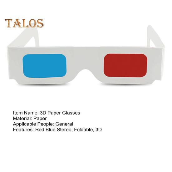10/20/30/50/100 Pairs Red Blue Stereo Glasses 3D Paper Glasses Foldable Paper Temple 3D Glasses Film Decoration