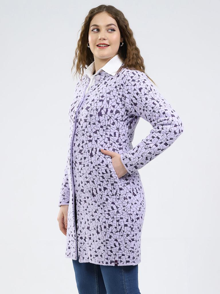 Monte Carlo Womens Regular Fit Self Designed Knitted Coat