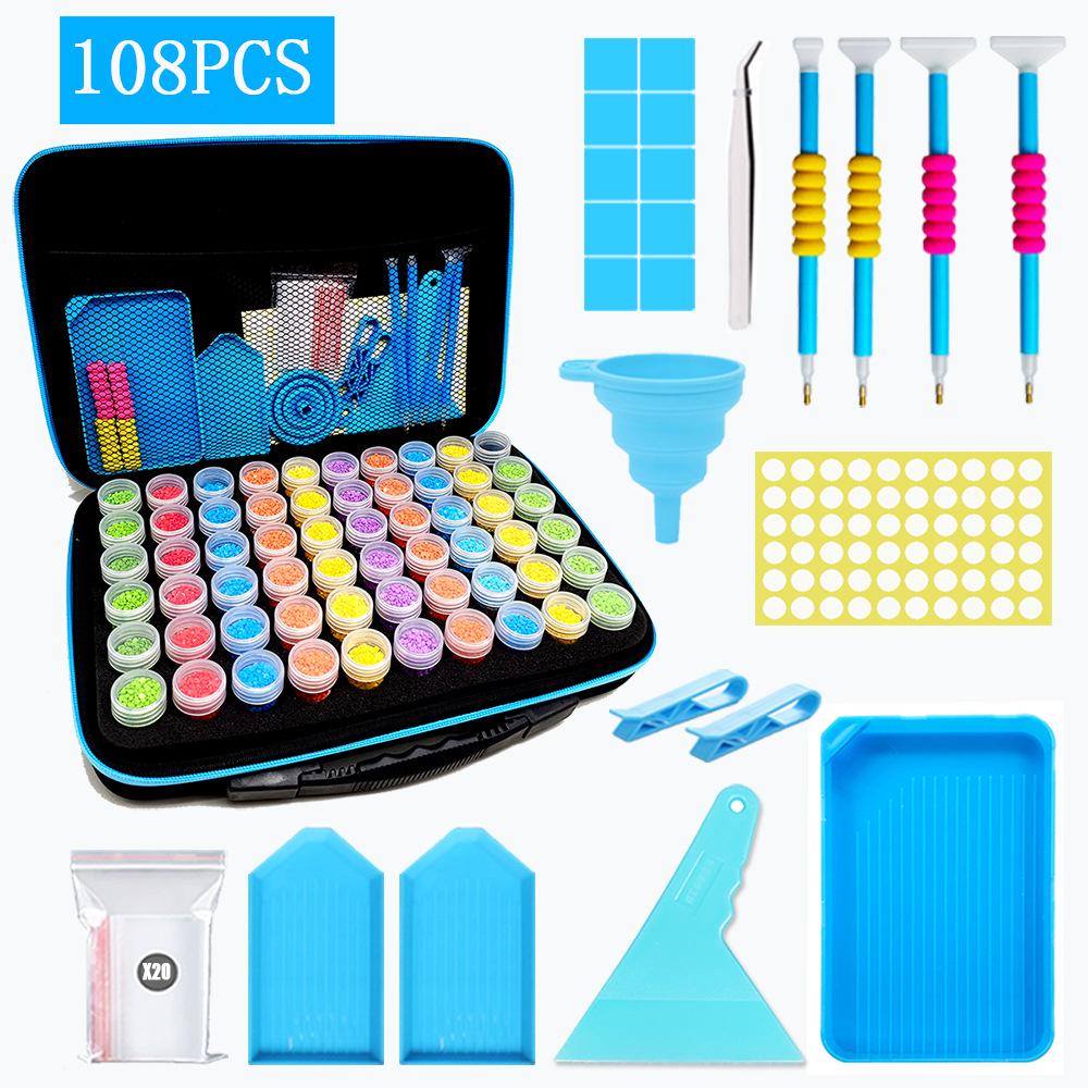 DIY Diamond Painting Kit: Funnel, Drill Pen, 60 Compartment Bottles, 30 Storage, Butterfly Bag