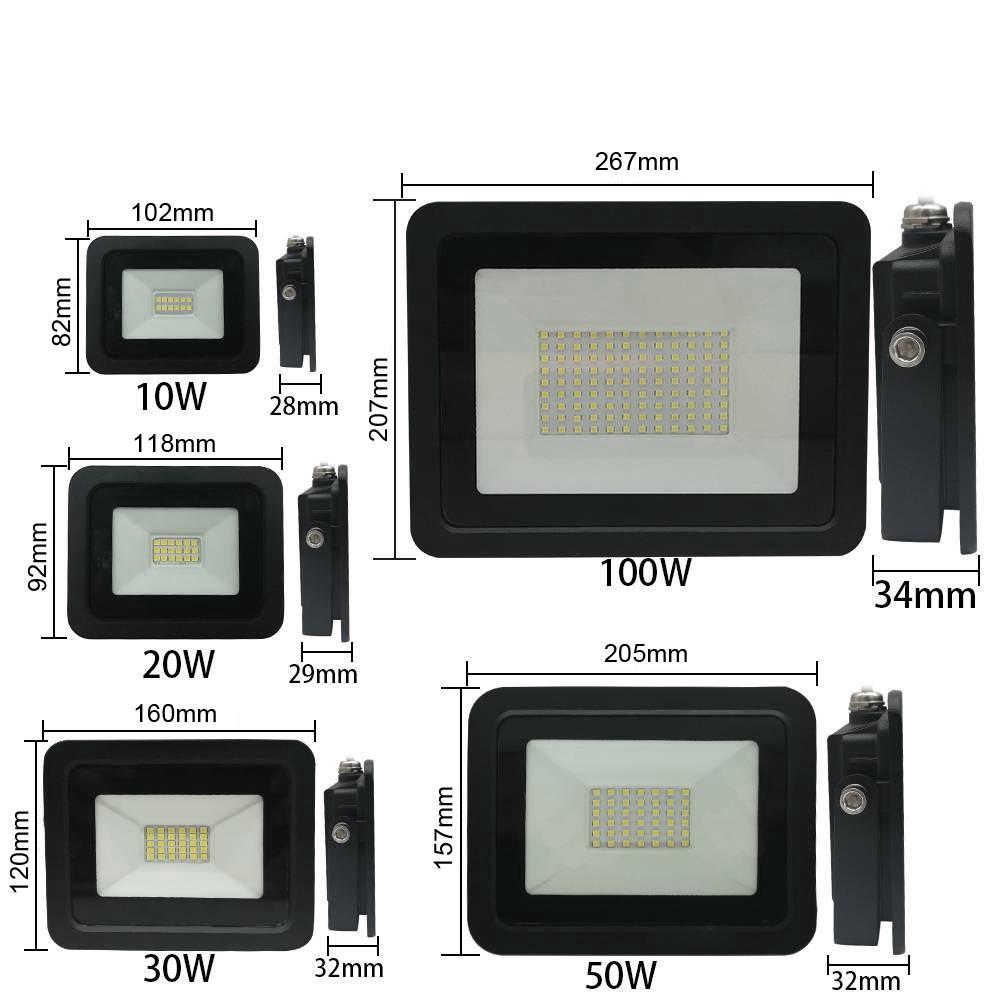 110V/220V 10W 20W 30W 50W 100W Ultra-thin LED Flood Light Floodlight Spotlight IP68 Waterproof Outdoor Garden Lamp