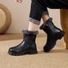 Women's large size soft elastic winter cowhide leather waterproof warm cold padded snow boots non-slip wear outdoor leisure sports cotton boots