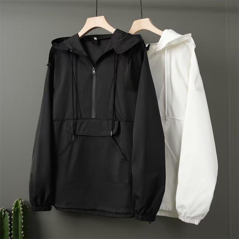Men's High Street Splicing Hooded Jacket - Loose Fit for Outdoor Leisure and Sports