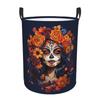 Mexican Catrina Girl Day Of The Dead Dirty Laundry Baskets Foldable Large Waterproof Clothes Sundries Basket For Home Children's