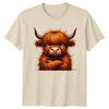 Funny Watercolor Grumpy Highland Cow TShirt Animals Birthday Gift
