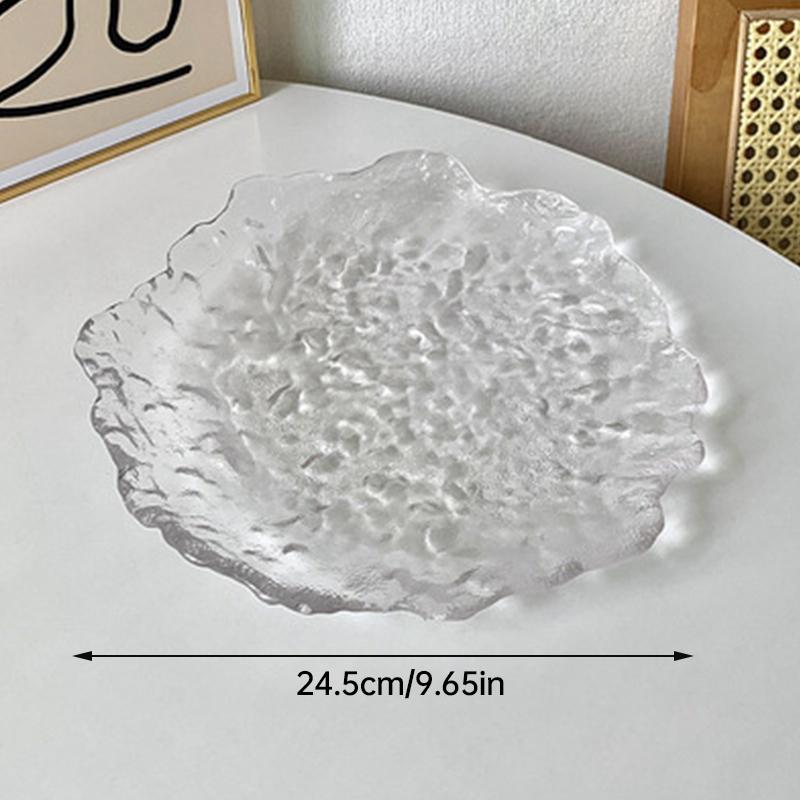 Ins Style Irregular Transparent Glass Decorative Tray Jewelry Storage Display Photography Props Home Coffee Saucer Snack Plate