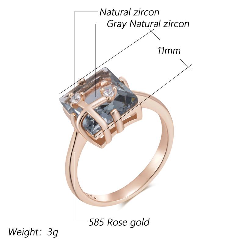 Shiny Grey Natural Zircon Bride Rings For Women Fashion Rose Gold Color High Quality Daily Fine Vintage Jewelry