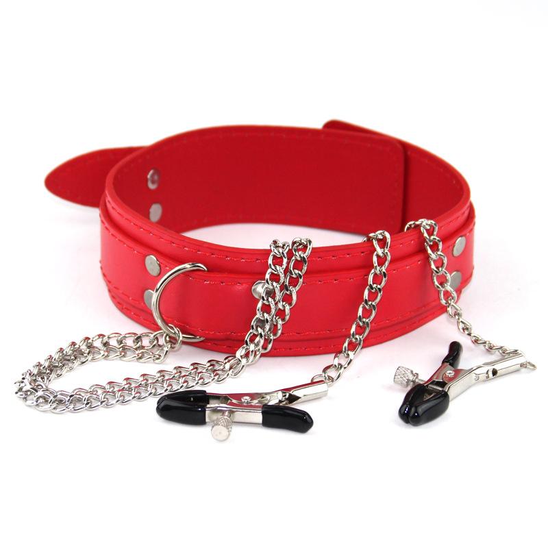 Colliers en cuir et pinces à tétons, colliers de bondage érotiques, jouets sexuels pour seins, esclaves BDSM, couples féminins, flirt, adultes