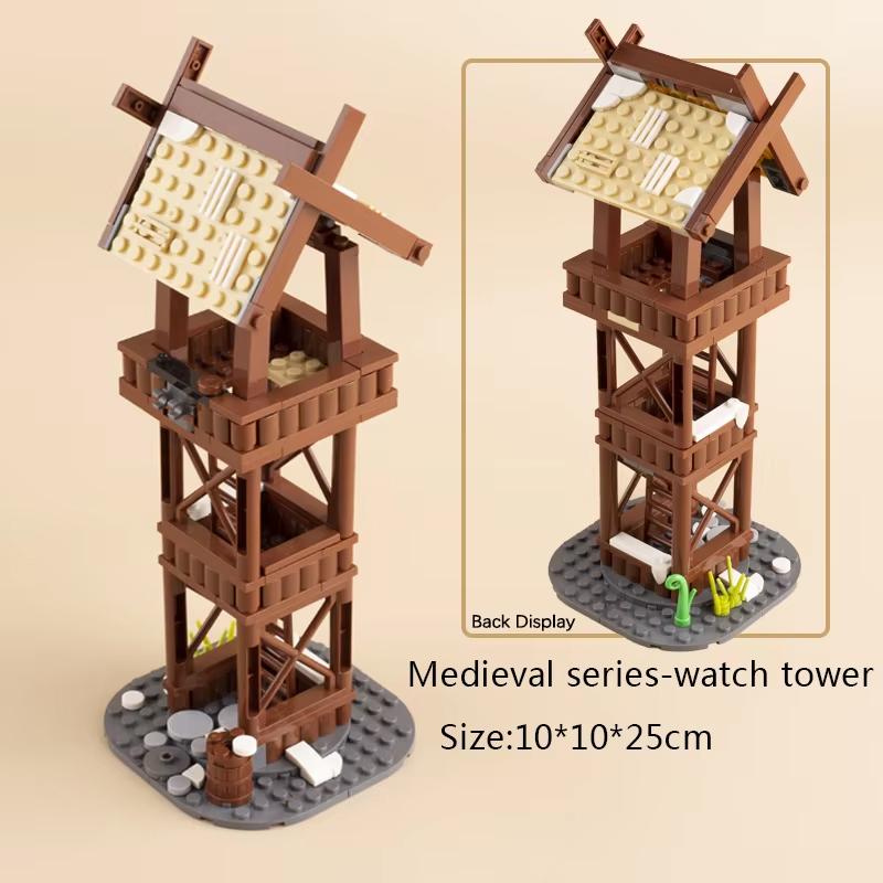 MOC Medieval Scene Building Blocks Military Camp Viking Warrior Soldiers Tent Outpost Pirate Ship Stable Castle Wall Bricks Toy