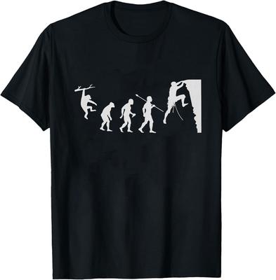 Tričko s grafikou Evolution lezení po skalách Od opice přes prehistorického člověka k lezci lezoucímu po skále Letní bavlněné tričko