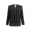 Spring and Autumn Leisure Commuting Elegant Stripe Zipper Long Sleeve Women's  Blouses & Shirts