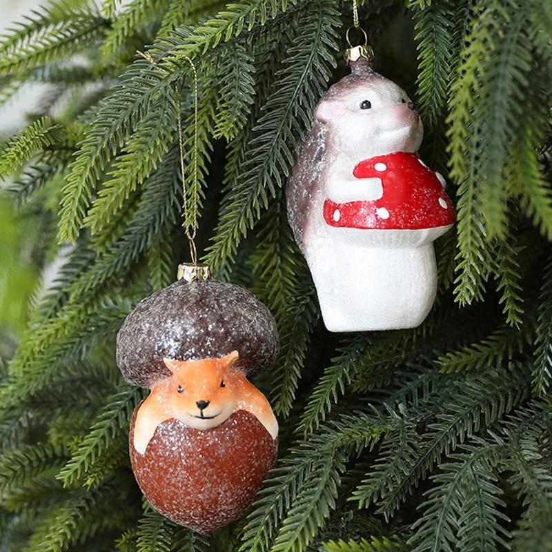 Unique Animal Designs Christmas Ball Decoration Plastic Foxes/Hedgehog Ornament Family Festival Supplies
