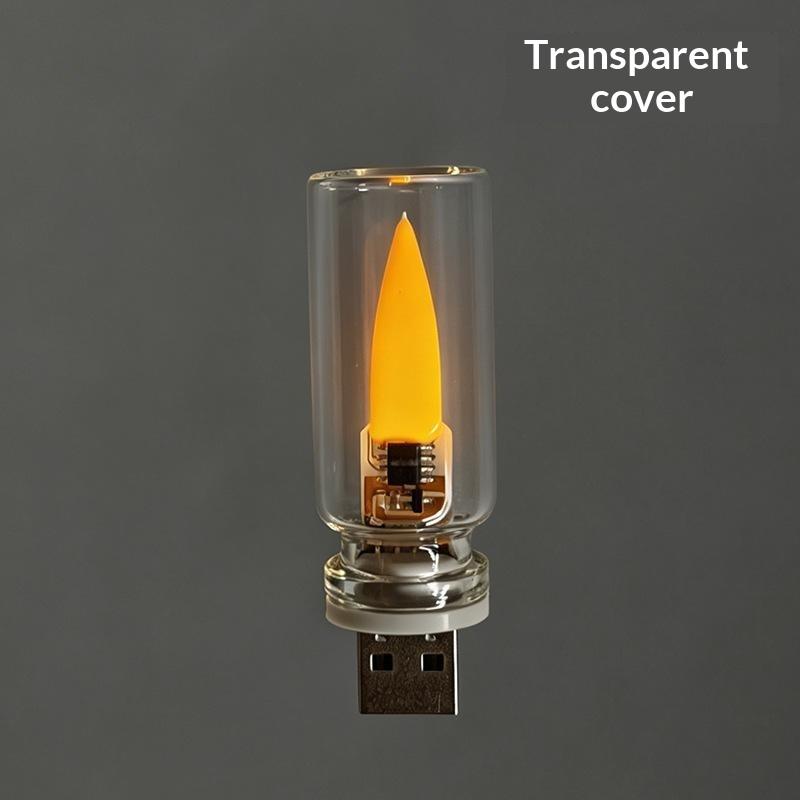 USB Flameless Flickering LED Candle Night Light Frosted Glass Portable Lamp for Holiday Party Home Car Decor