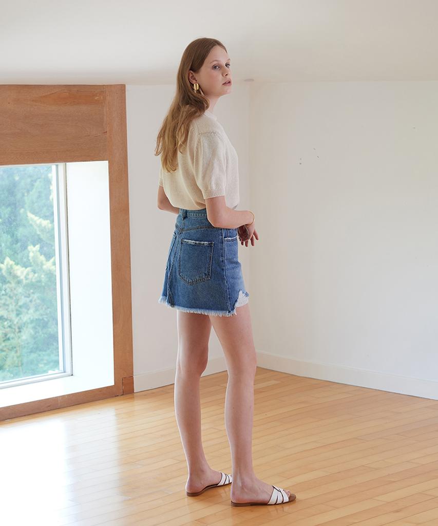 Die Bot #3336 Medium Blue Vintage Denim Skirt