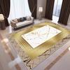 Tapis de salon à bordure dorée de luxe Grande taille Pliable doux Décor de pièce Tapis de chambre Lavable en machine Tapis pour table de canapé Personnalisable