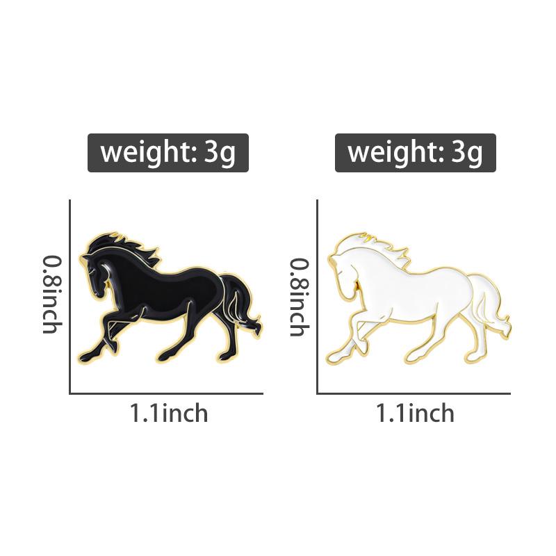 2026 Year of the Horse Enamel Pins Black White Galloping Horse Brooches Elegant Lapel Badges For Outfits Zodiac Gift For Friends