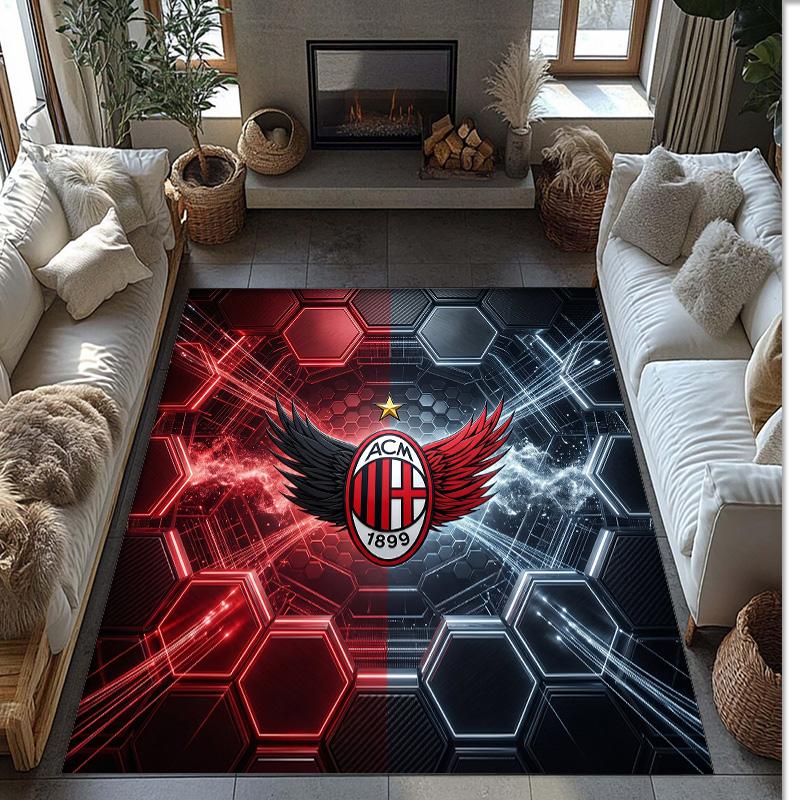 AC Milan Printed Flannel Area Rug Non Slip Soft Polyester Floor Carpet Indoor Decor Mat for Bedroom Living Room Sofa Game Room Home Decoration