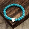 8MM Round Gemstones Bracelet With Turquoise Accent And Elephant Charm Perfect For Adding A Natural Touch To Outfits