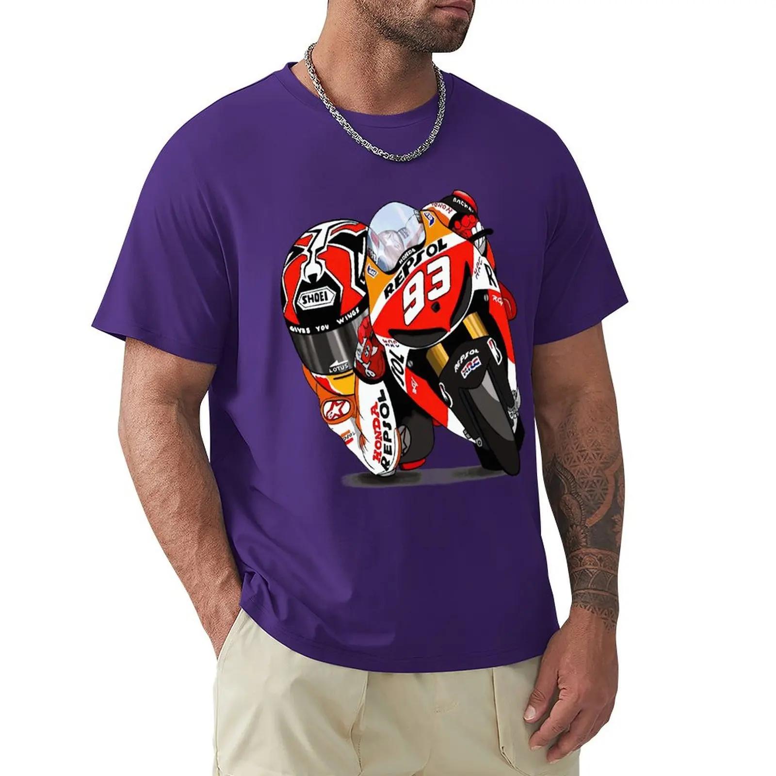 The best product for you Marc Signature 93 MOTO T-shirt Harajuku T-shirt met korte mouwen 100% katoen Grafische T-shirt Tops XXXXXL hemelsblauwe kleur
