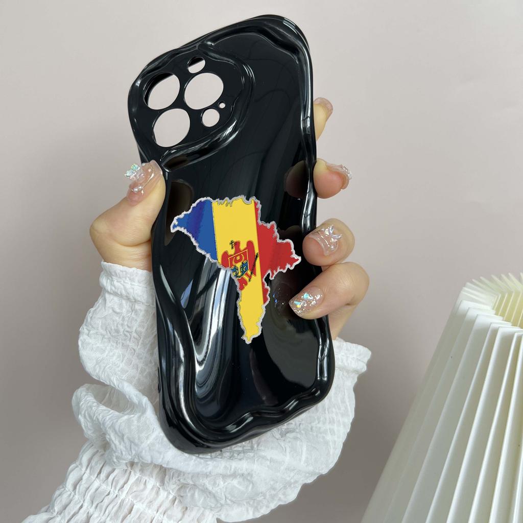 N91 Moldova Flag Art Soft Wavy Phone Cases for iPhone 14 Pro Max 13 Mini 15 Plus XR 7 8 6 XS Max 12 11 Protective Bumper Cover
