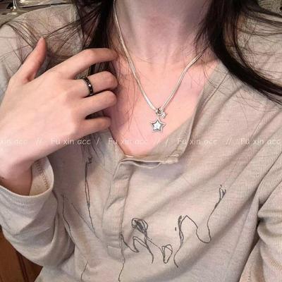 Stilvolle Metall-Stapel-Diamant-Stern-Halskette für Damen - Japanisch & Koreanisch-Inspiriert Leichter Luxus Schlüsselbeinkette