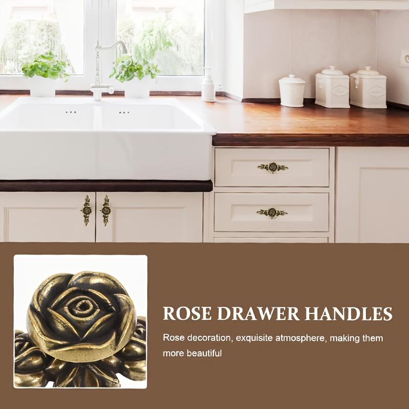 Zinc Alloy Rose Cabinet Handles 8pcs - 4.051.73 Inches Antique Bronze with Back Plate, Elegant Pulls for Dresser, Drawer, Cabinet & Mounting Screws