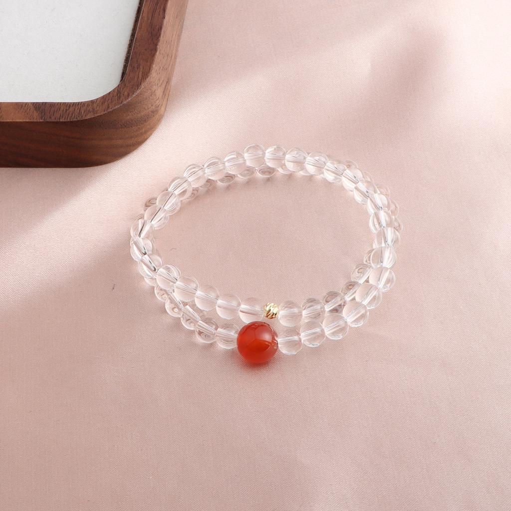 Bracelet Double Circle Natural White Moonlight Aquamarine Powder Crystal Tiger 4 Eyes Amethyst Bracelet Tide Versatile Live