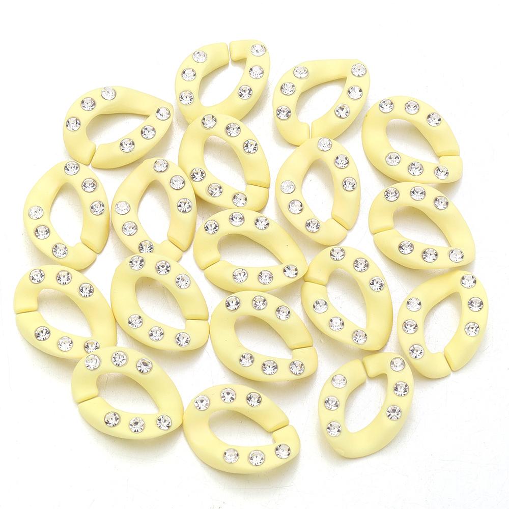 20pcs 19x14mm Acrylic Link Chain Clasp Colorful Open Buckle Beads Connector With Diamond For Jewelry Making Necklace Bag Chain