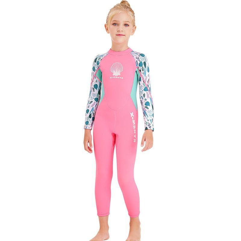 2.5mm Kids Wetsuit Girls Full Body Long Sleeve Thermal Dive Suit Snorkeling Surfing Jellyfish Protection