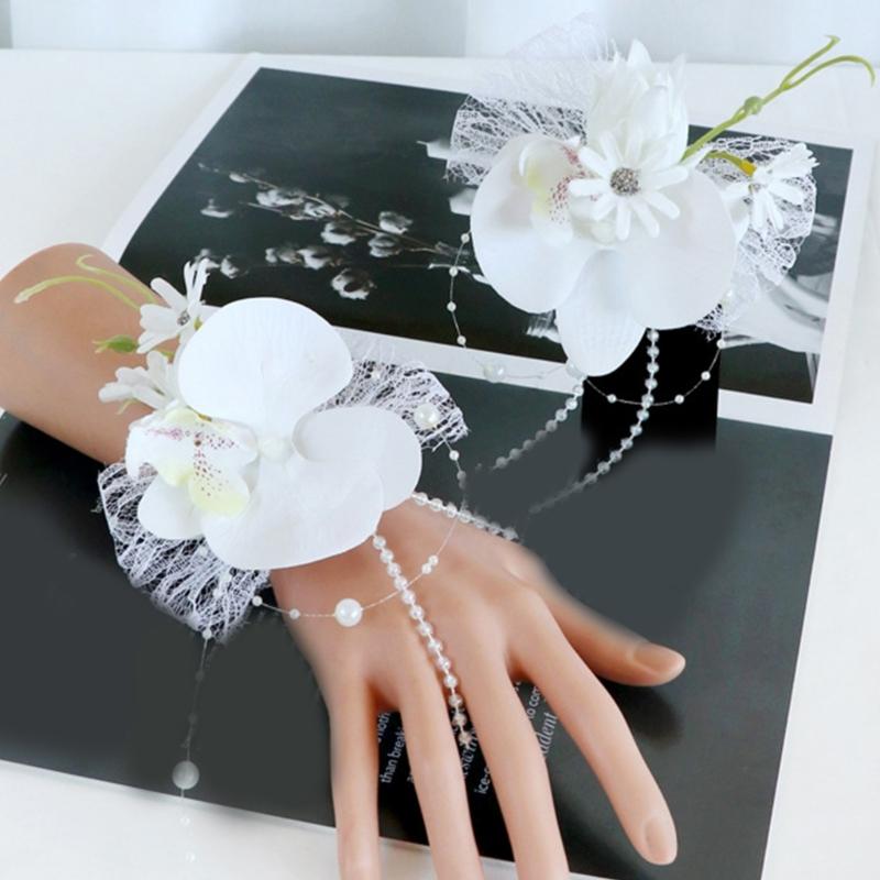 Wedding Wreath Wedding Corsages Wrist Corsages Flower Bracelets Wristband for Bridal Shower, Wedding Party