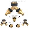 Brass Hose Distributor - 1/2" and 3/4" Faucet Y-Type Distributor with On/Off Valve, 2-Way Connector for Home Garden Outdoor