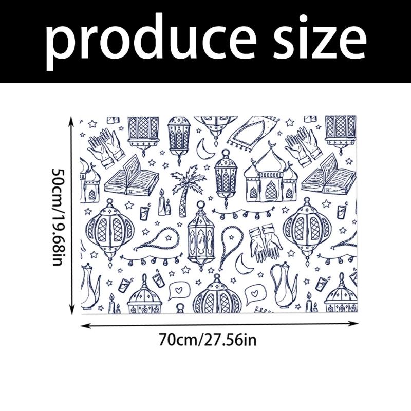 652F 6Pcs Eid Mubarak Wrapping Sheet 70x50cm Large Gift Wrapping Sheets for Islamic Festival Celebration and Art Craft