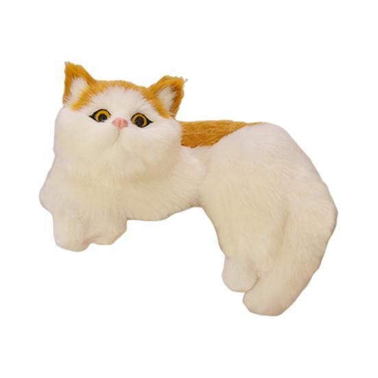 Simulation Furry Cat Ornament Plush Animal Figurine Realistic Fluffy Kitten Model Hanging Cat Decoration for Home TV Stand Shelf Decor