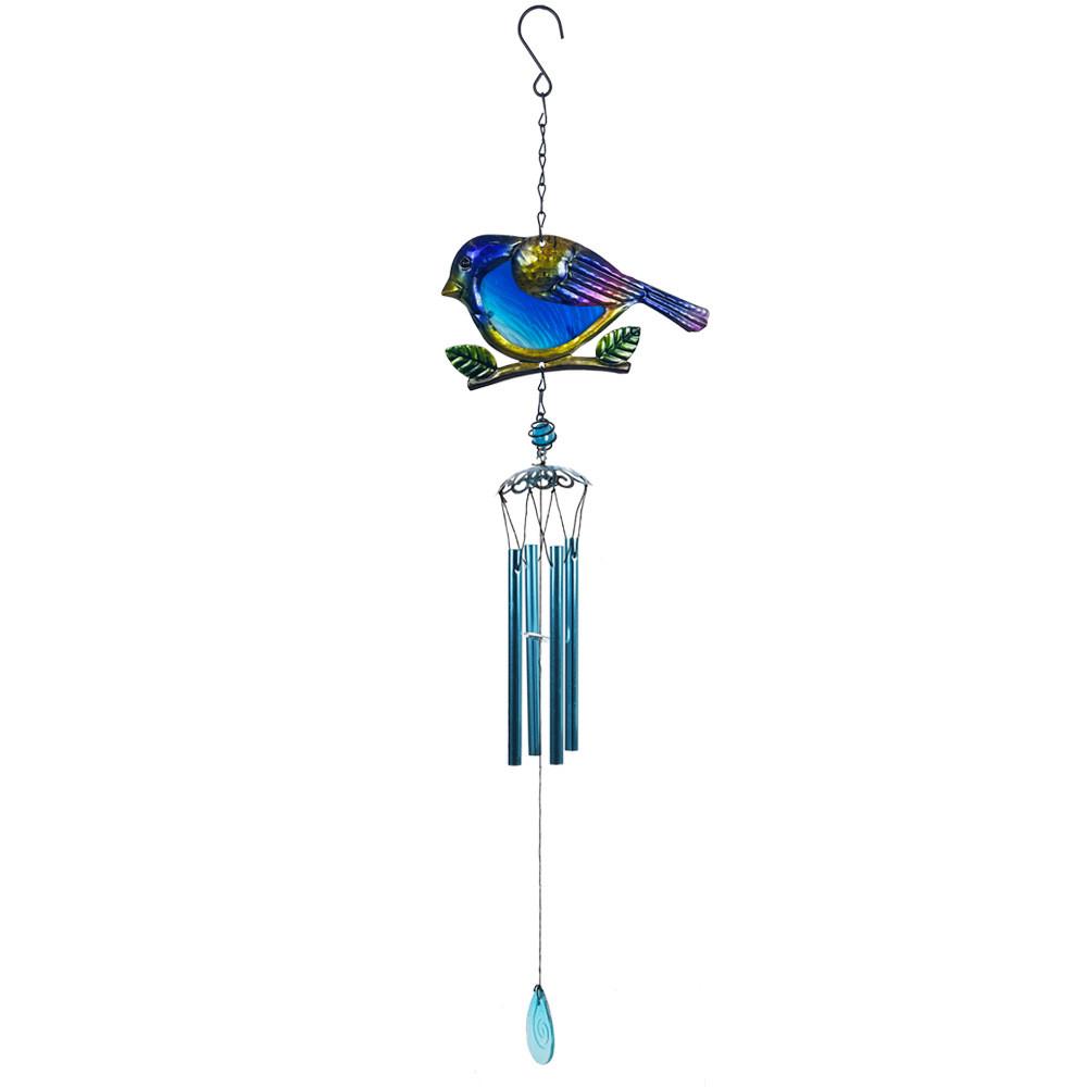 Bird Garden Wind Chime With Handcrafted Metal And Glass For Garden Patio Decor