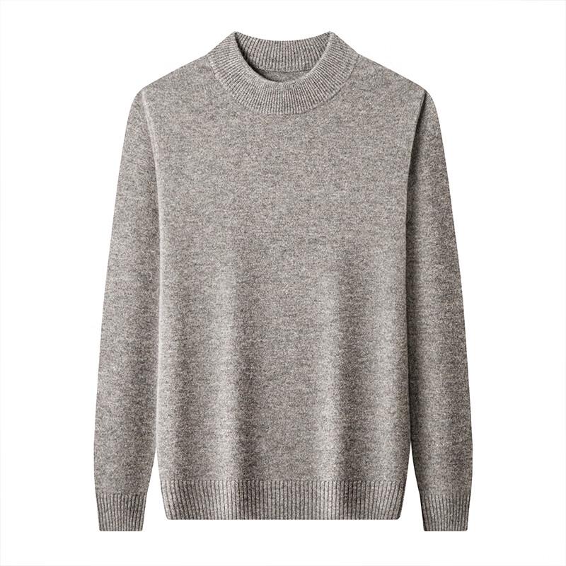 Hengyuanxiang Men's 100% Wool Semi-High Collar Sweater