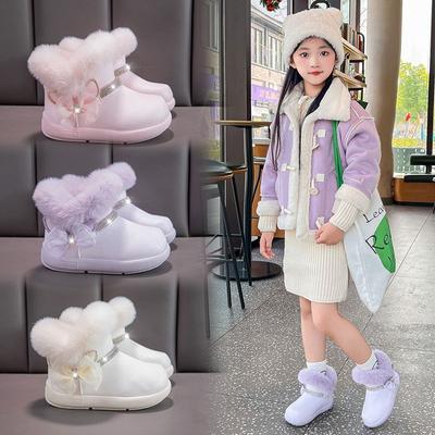 Children's Princess Anti-slip Snow Boots, Winter Girls' Fleece Snow Boots