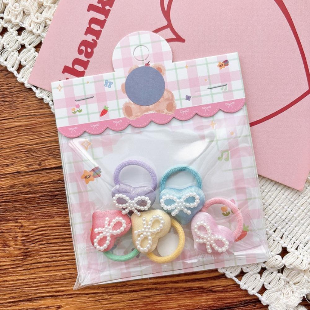 5/10 Stück Kinder Kleine Gummibänder Herz Schleife Mini Mädchen Haarseile Bänder Baby Mädchen Süße Haarbänder Kopfschmuck
