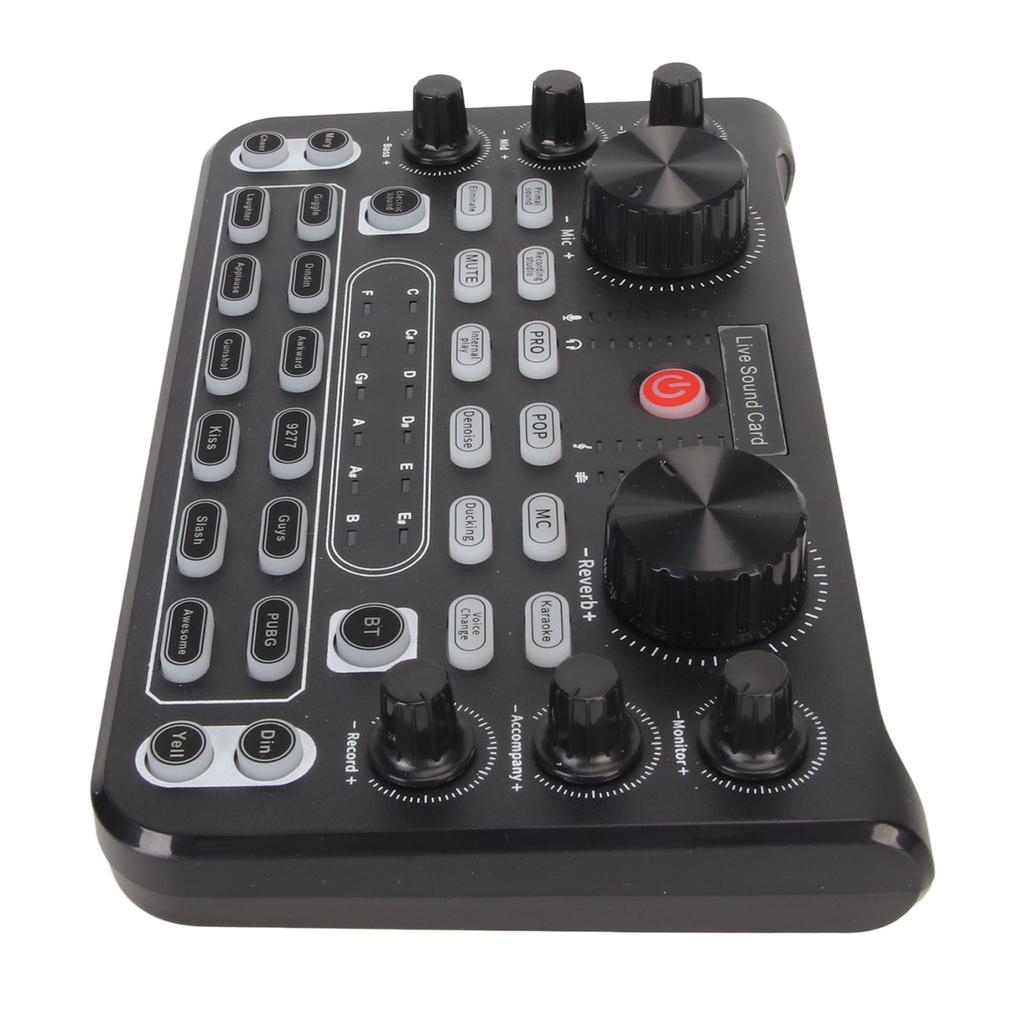 Live Sound Card with Multi Sound Effects Bluetooth Noise Reduction Sound Mixer Board for Mobile Phone Karaoke Broadcast