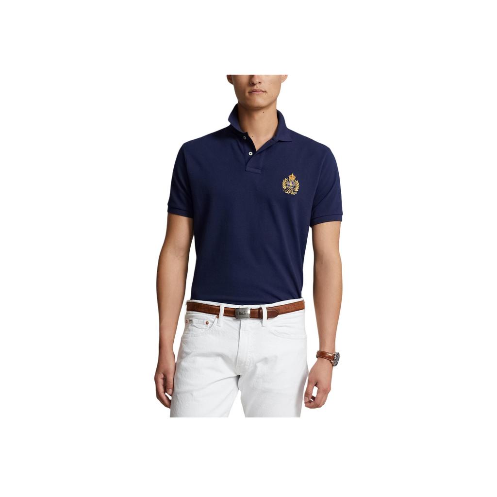 Polo Ralph Lauren Logo-Print Lässiges Kurzarm-Poloshirt Herren Poloshirts Marineblau 710935534002
