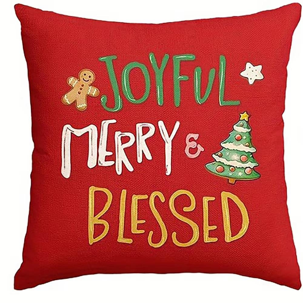 Christmas Gingerbread Joyful Sweet Wishes & Whimsical Pillow Covers Decorative Home Double-sided Print Living Room Pillowcase