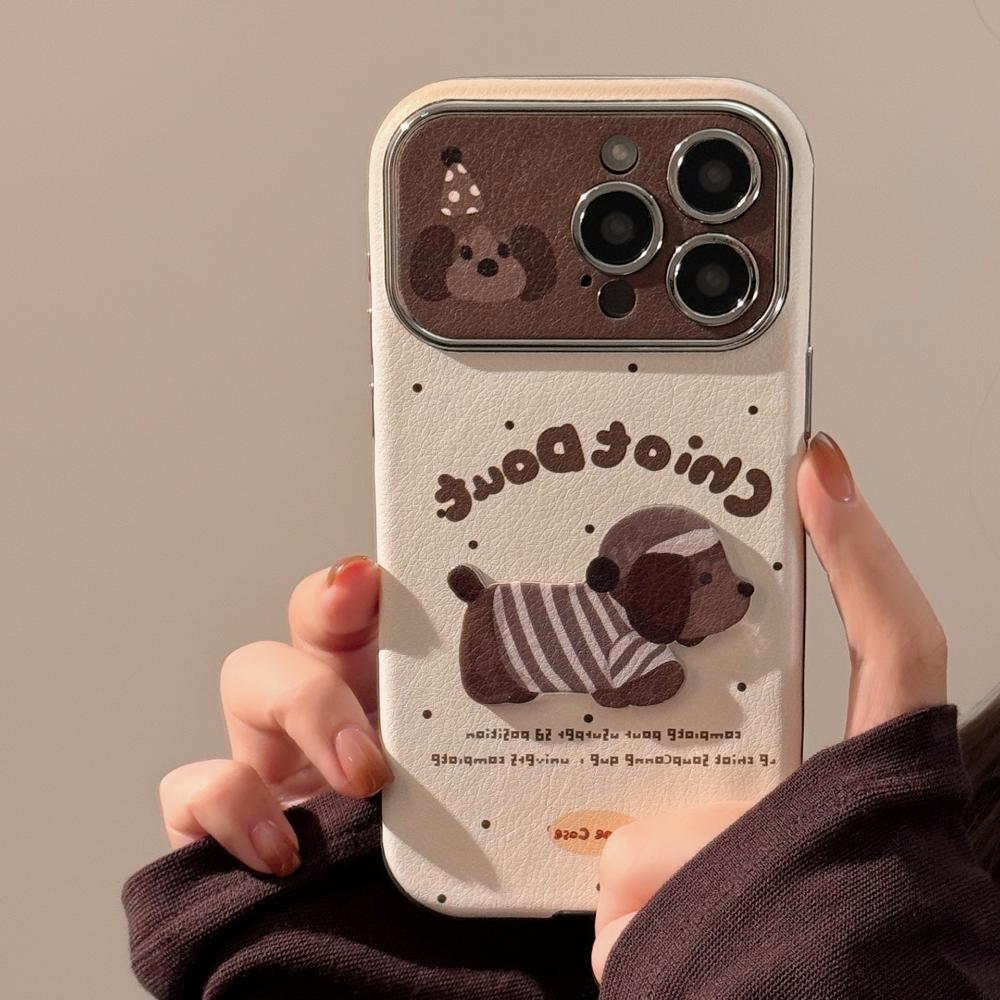 Autumn and Winter Couple Puppies Suitable for 16promax Apple Mobile Phone Case Iphone15 Three-dimensional Cartoon 14 Leather Set 17