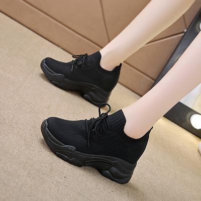 Inner Heightening New Spring Fly-woven Mesh Casual Sports Shoes Breathable Thick-soled Dad Shoes