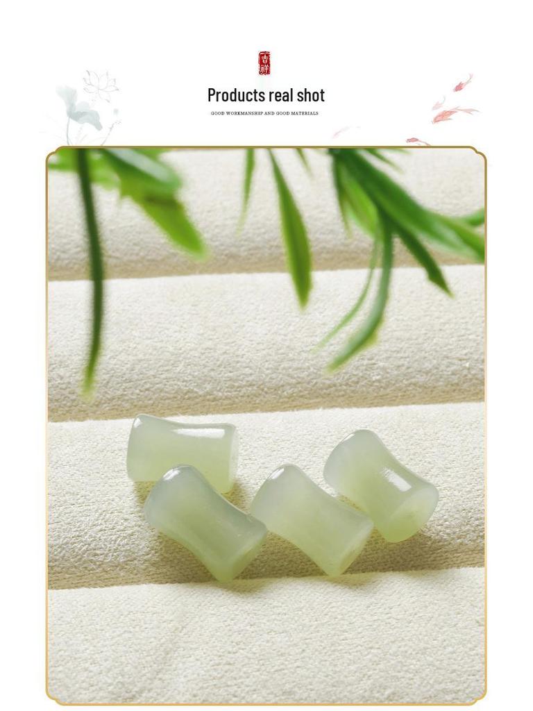 Natural Qinghai Hetian Jade Bamboo Barrel Beads for DIY Jewelry: Crystal Bracelet Xinjiang Jade Accessories